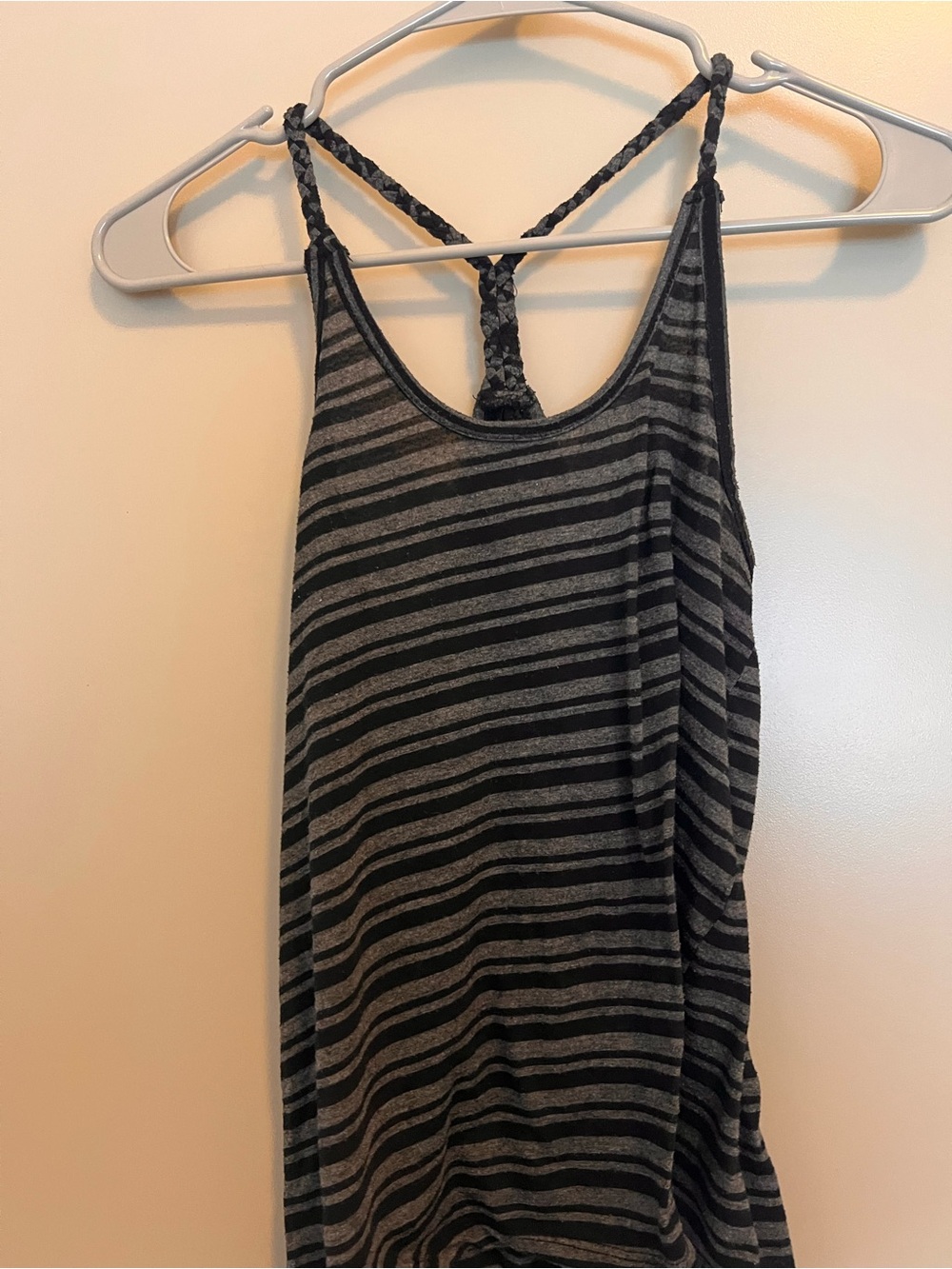 Rue21 Black & Gray Striped Tank with Braided Racerback